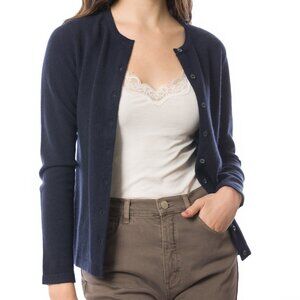 NWT! DongLi - 100% Cashmere Crew Neck Cardigan in Classic Navy - Multiple Sizes